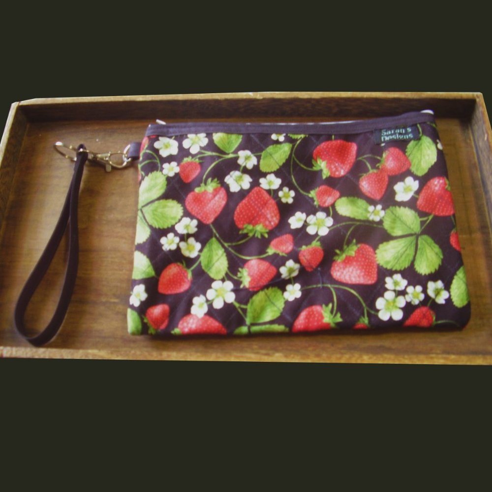 Strawberry Wristlet with removable keychain